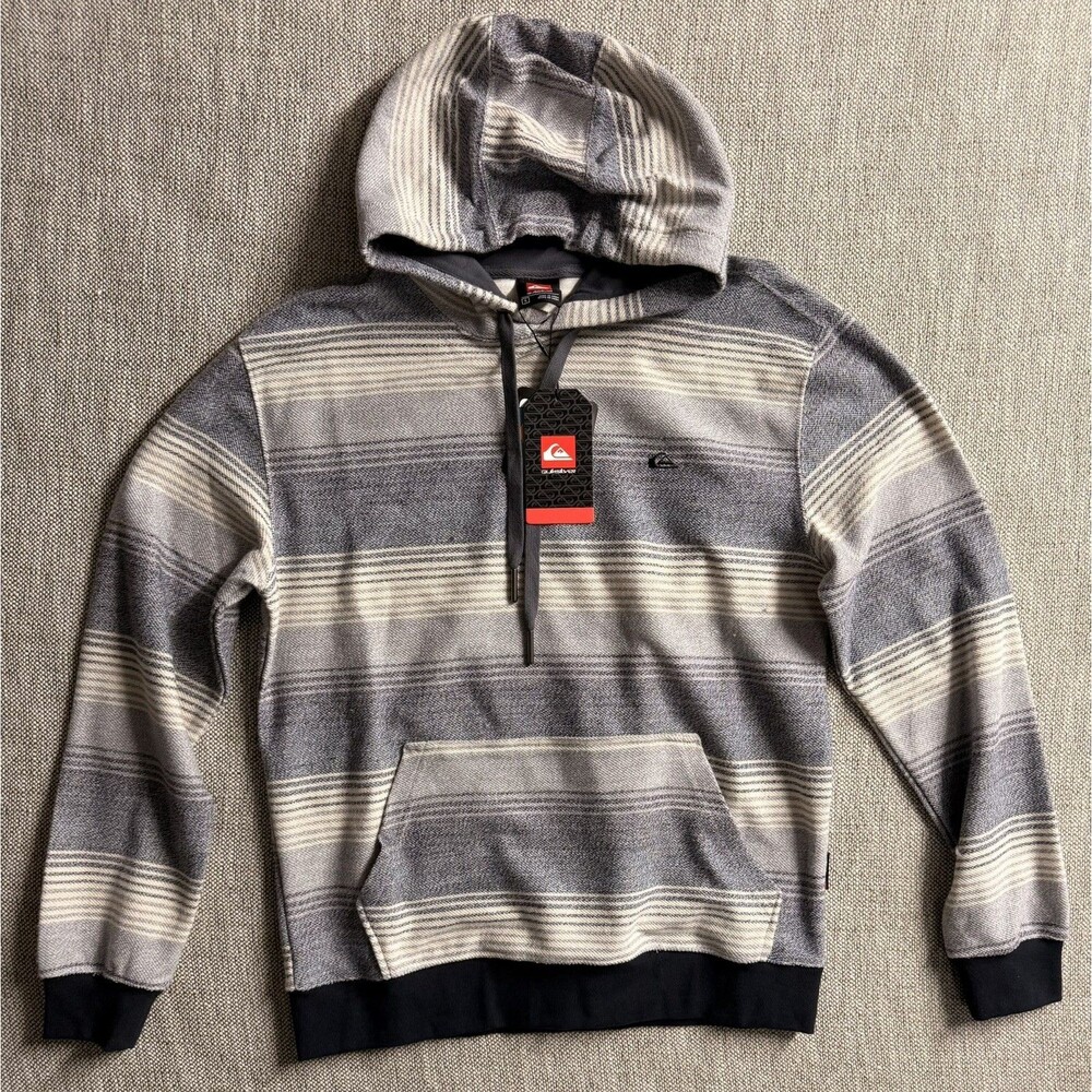 Quicksilver Beach Hoodie Men’s S Blue/Gray/White Super Soft Surfer Skater Comfy